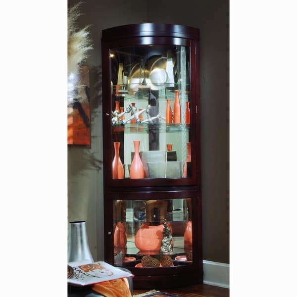 Shop Chocolate Cherry Curved Front Corner Curio Cabinet 34 X 23