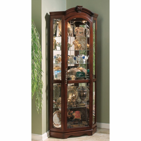 Shop Medallion Cherry Corner Curio Cabinet Free Shipping Today