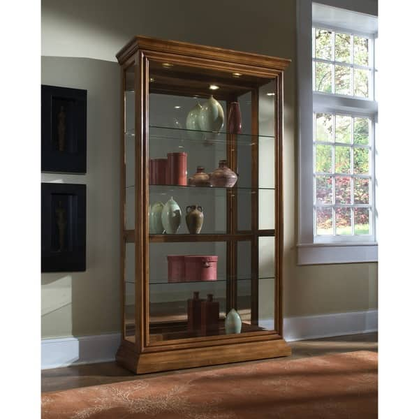 Golden Oak Two-way Sliding Door Curio Cabinet - Bed Bath & Beyond ...