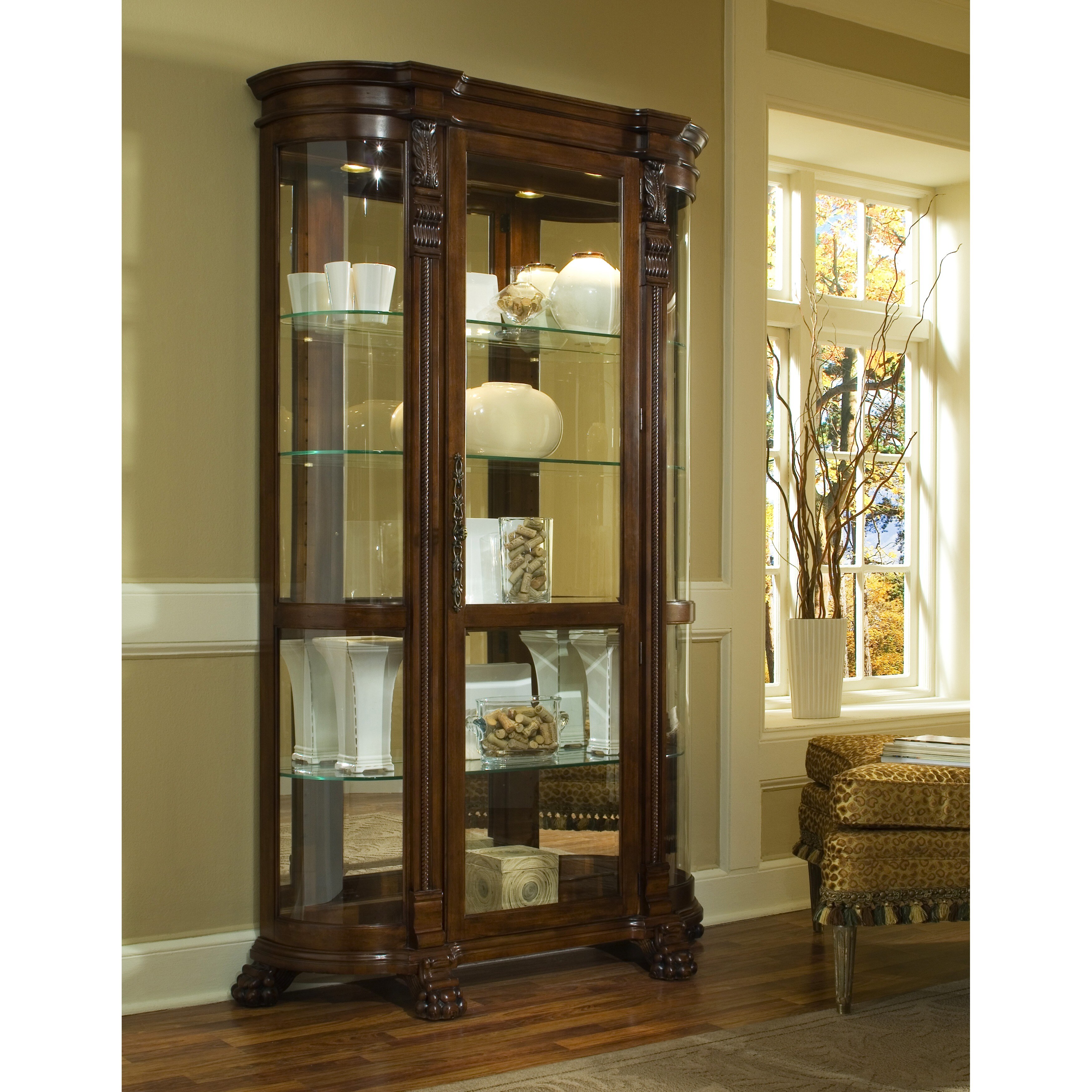 Shop Brown Finish Half Round Curio Cabinet 17 X 53 X 82 On