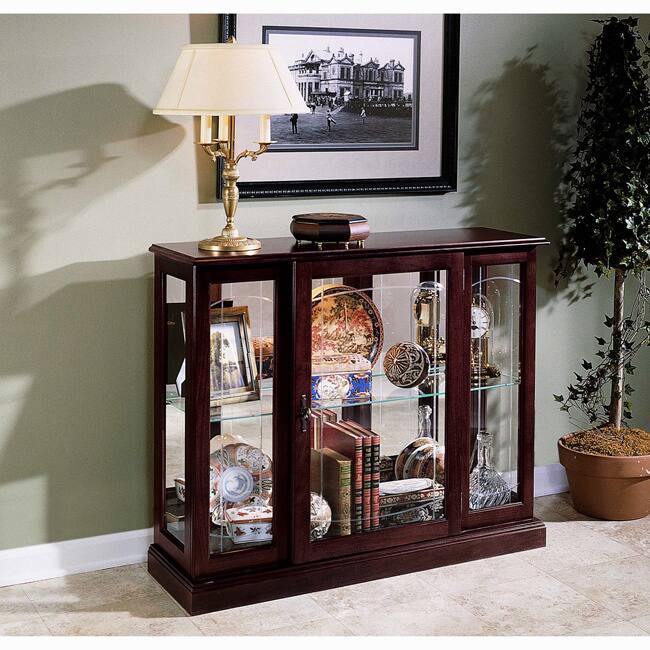 Ridgewood Cherry Console Front Door Entry Curio Cabinet - 40 x 13 x 33