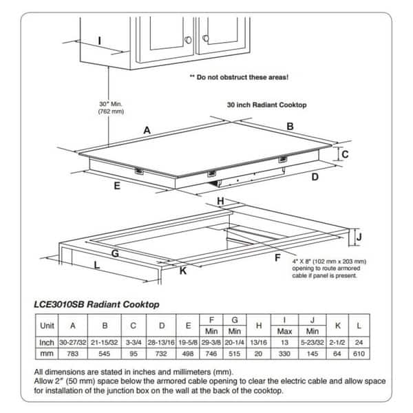 LG Lg Range 36 Inch Smoothtop Electric Cooktop with 5 Steady Heat Radiant Elements N/A Bed