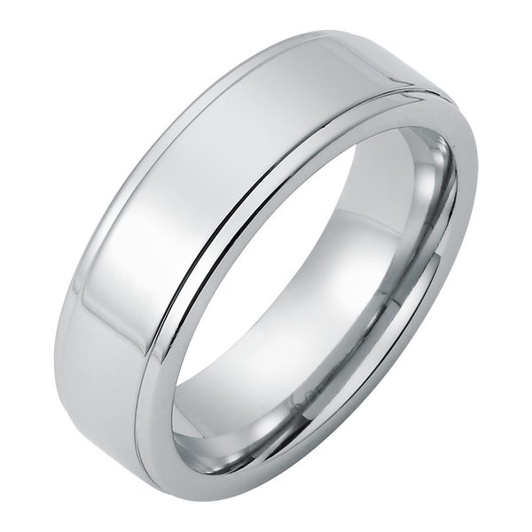 Double Accent 8MM Comfort Fit Tungsten Carbide Wedding Band Carbon Fiber Inlaid Beveled Ring 7 to 14