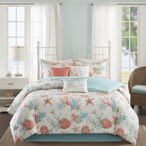 Madison Park Pacific Grove Coral Cotton Comforter Set