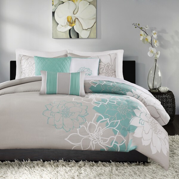 Shop Madison Park Brianna Aqua Cotton Duvet Cover Set - On Sale - Free ...