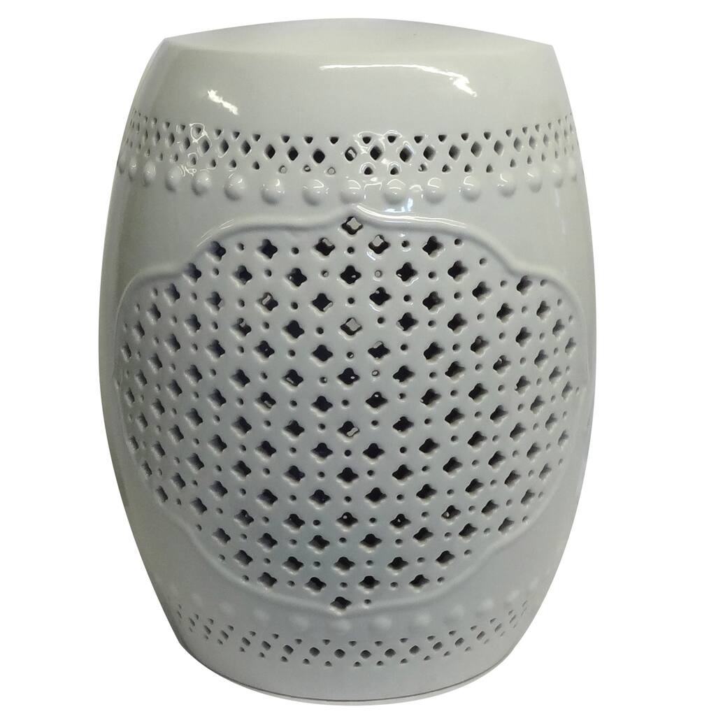 White Pierced Porcelain Garden Stool