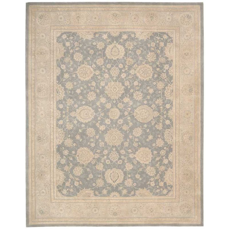 Nourison Hand-tufted Persian Floral Traditional Area Rug - 5'6" x 8'6" - Slate - Rectangle