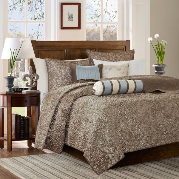 Madison Park Whitman Blue Quilted Coverlet Set