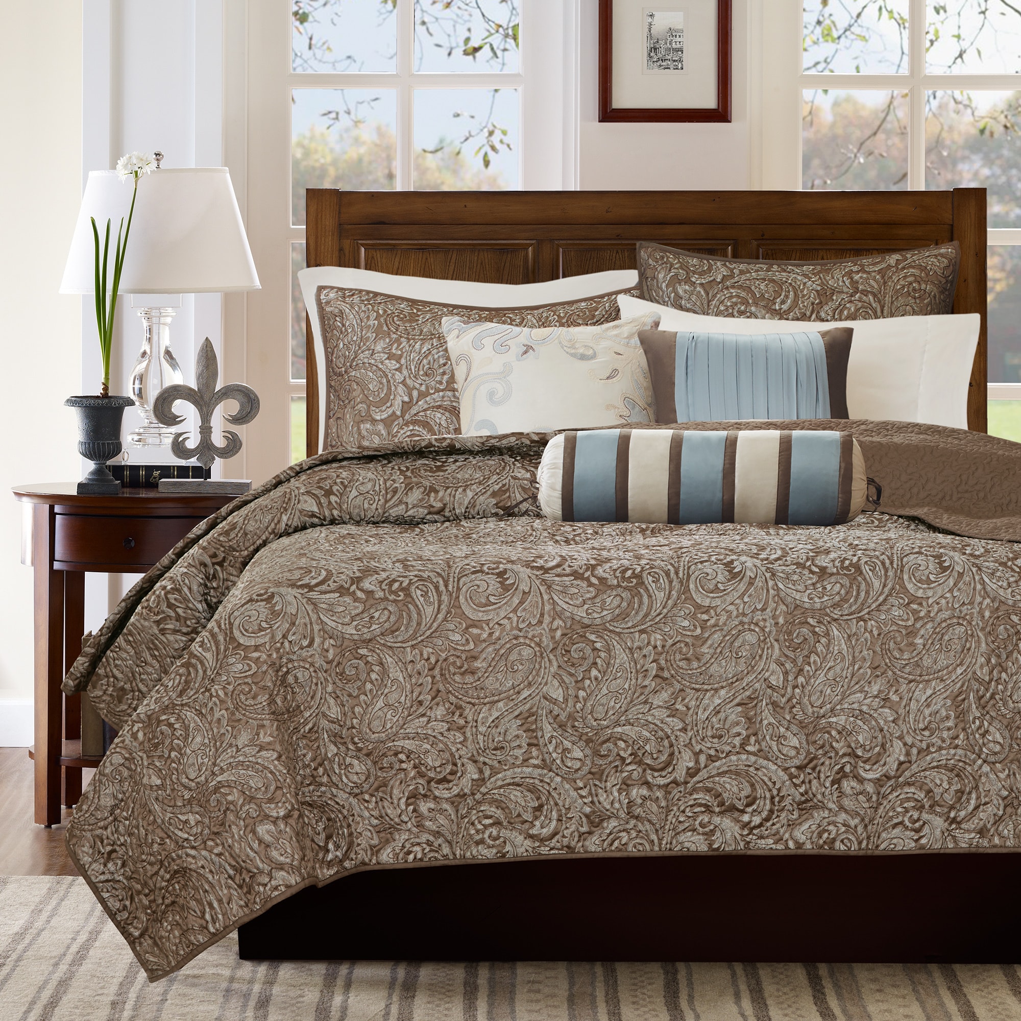 Shop Madison Park Whitman Blue Quilted Coverlet Set On Sale