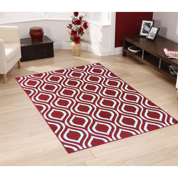 Berrnour Home Rose Collection Moroccan Trellis Design Area Rug With NonSkid (NonSlip) Rubber