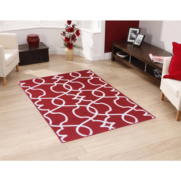 Berrnour Home Rose Collection Moroccan Trellis Design Area Rug With NonSkid (NonSlip) Rubber