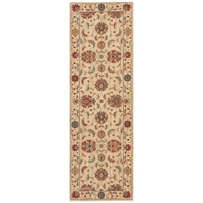 Nourison Living Treasures Persian Border Floral Area Rug - 2'6" x 12' Runner - Ivory - Runner/Rectangle
