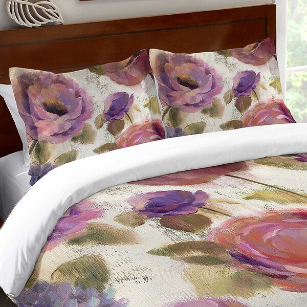 Laural Home Blue and Purple Florals Standard Pillow Sham Overstock
