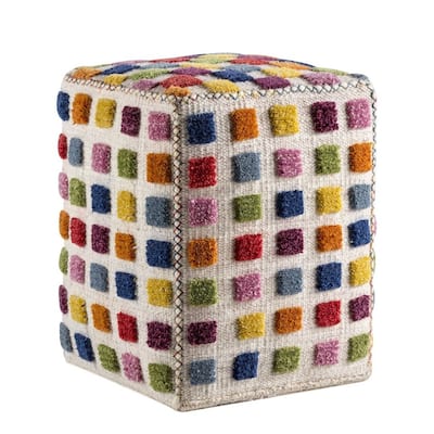 M.A.Trading Hand-woven Indo Gemma Multi 20 x 16 x 16-inch Pouf