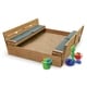 preview thumbnail 7 of 8, Badger Basket Covered Cedar Sandbox with Benches and Seat Pads - 46.5 inches L x 46.5 inches W x 9.5 inches H