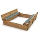 preview thumbnail 2 of 8, Badger Basket Covered Cedar Sandbox with Benches and Seat Pads - 46.5 inches L x 46.5 inches W x 9.5 inches H