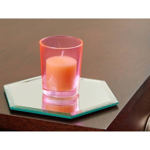 Shop 5 Inch Hexagonal Mirror Candle Plate With Bevelled Edge Set