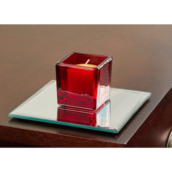 Shop 5 Inch Square Mirror Candle Plate With Bevelled Edge Set Of