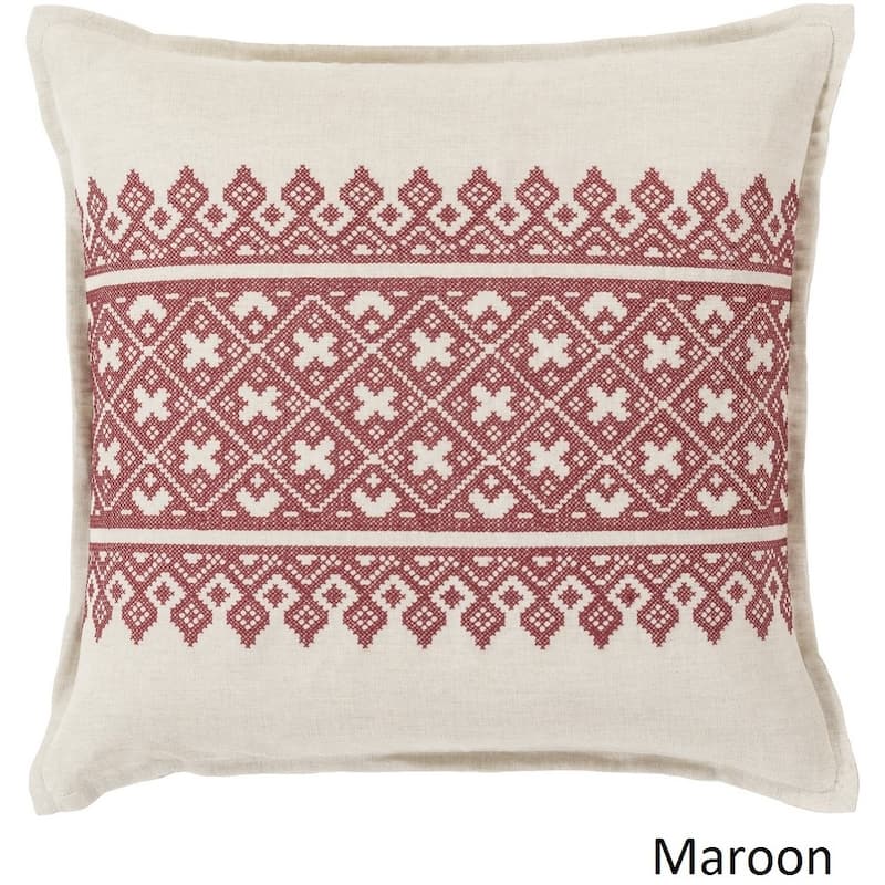 Decorative Even 22-inch Feather Down or Poly Filled Throw Pillow - Red/Off-White - Polyester