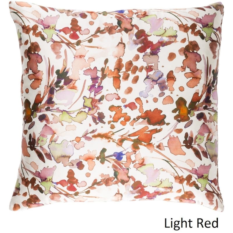 Decorative Frankie 22-inch Feather Down or Poly Filled Throw Pillow - Down - Red/Off-White/Multi