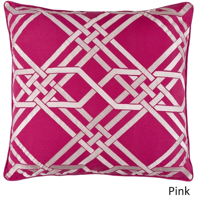 Decorative Eilat 20-inch Feather Down or Poly Filled Throw Pillow - Off-White/Pink - Polyester