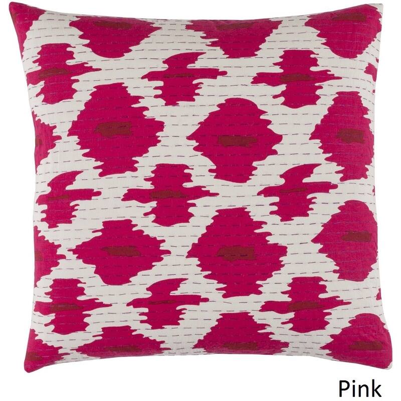 Decorative Denain 20-inch Feather Down or Poly Filled Throw Pillow - Red/Off-White/Pink - Down