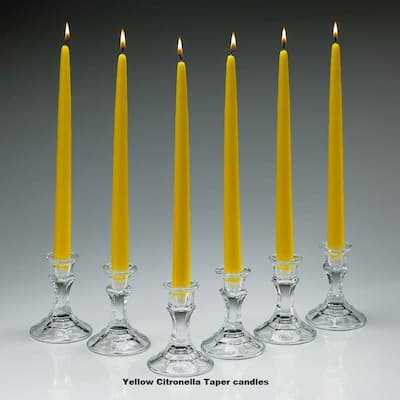 Yellow Citronella Scented Taper Candles 10 Inch Tall Set Of 10 Burn 7 Hours