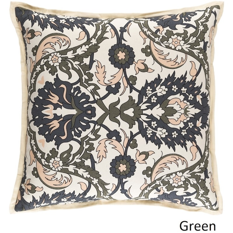 Decorative Ellijay 18-inch Feather Down or Poly Filled Throw Pillow - Down - Green/Yellow/White