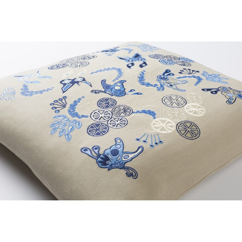 Decorative Fahua 20-inch Feather Down or Poly Filled Throw Pillow