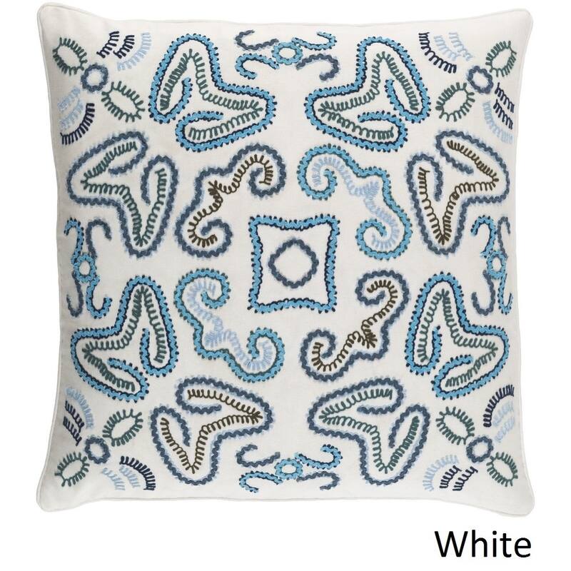 Decorative Charleston 20-inch Feather Down or Poly Filled Throw Pillow - Down - White