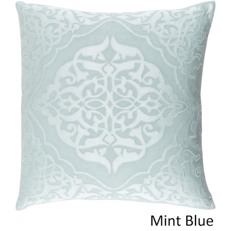 Decorative Fort Collins 18-inch Feather Down or Poly Filled Throw Pillow - Blue/Off-White - Down