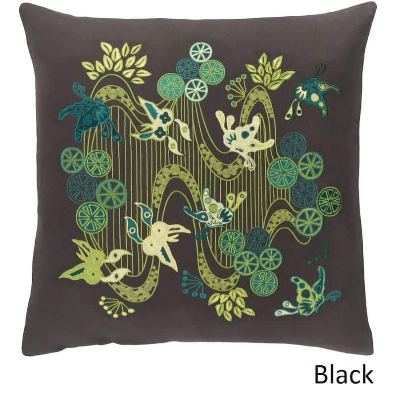 Decorative Fahua 18-inch Feather Down or Poly Filled Throw Pillow