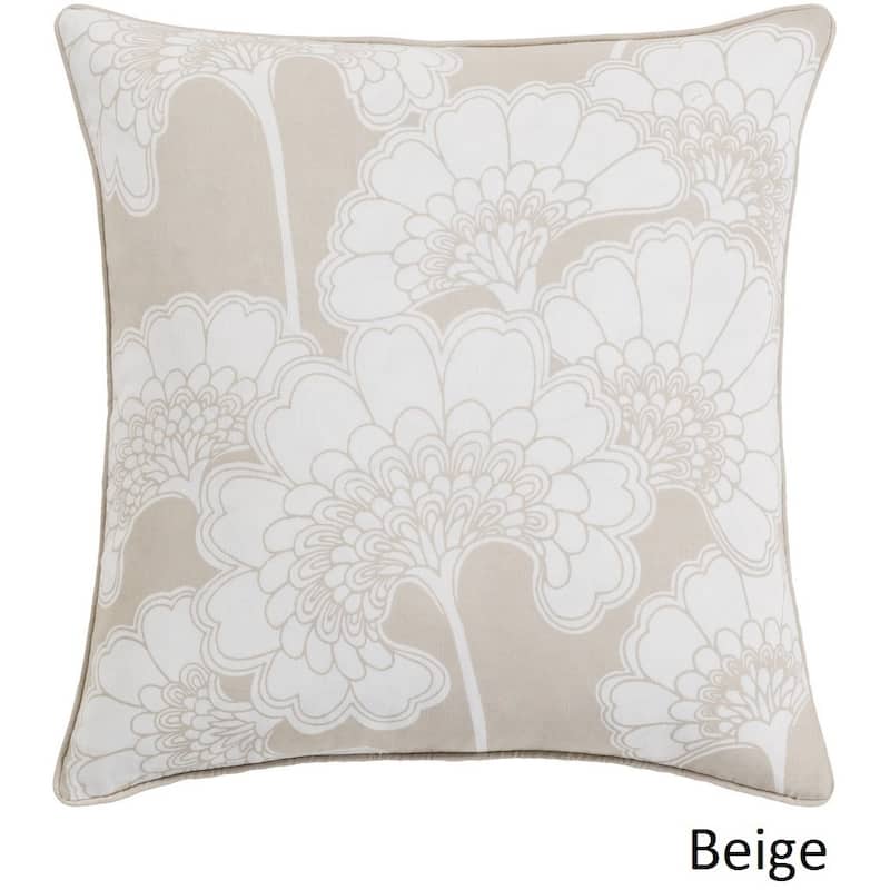 Decorative Cowes 18-inch Feather Down or Poly Filled Throw Pillow - Down - White/Off-White