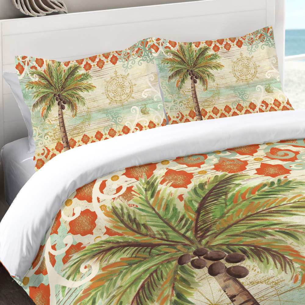 Laural Home Spice Palm Standard Cotton Comforter Sham - 20x26