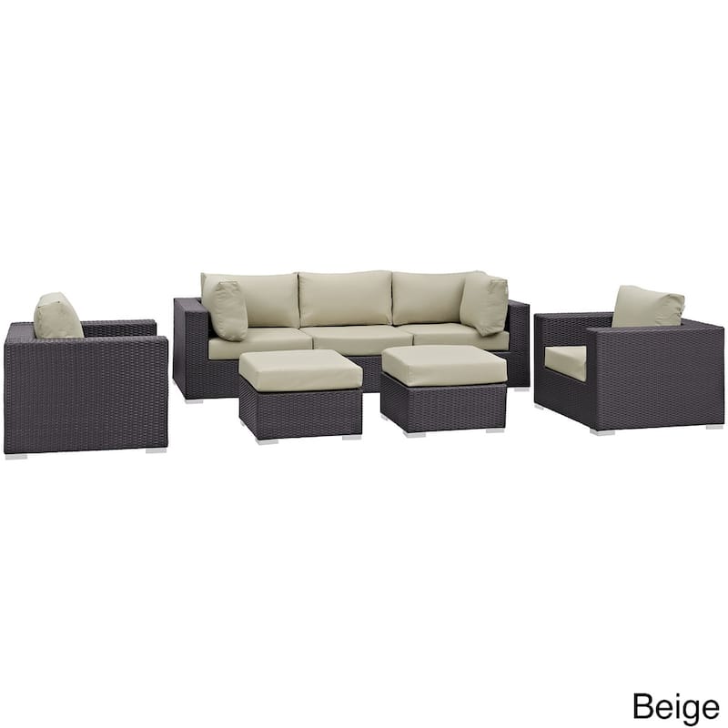 Bocabec Synthetic Rattan Outdoor Patio Sectional Set (7 Piece Set) by Havenside Home - Beige