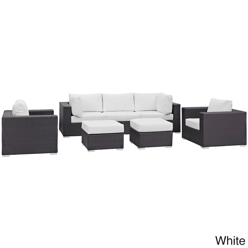 Bocabec Synthetic Rattan Outdoor Patio Sectional Set (7 Piece Set) by Havenside Home - White