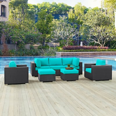 Bocabec Synthetic Rattan Outdoor Patio Sectional Set (7 Piece Set) by Havenside Home