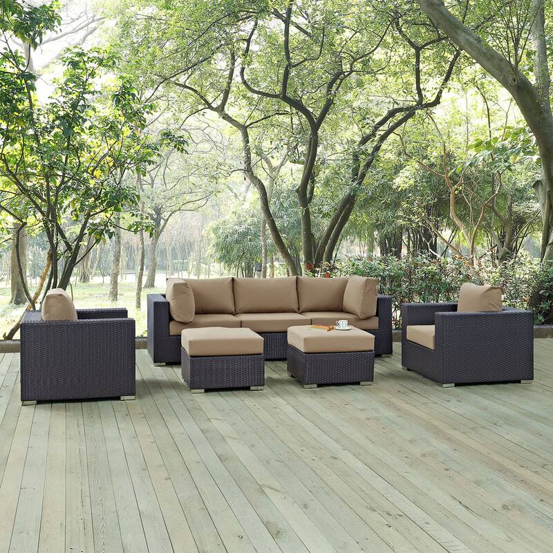 Bocabec Synthetic Rattan Outdoor Patio Sectional Set (7 Piece Set) by Havenside Home