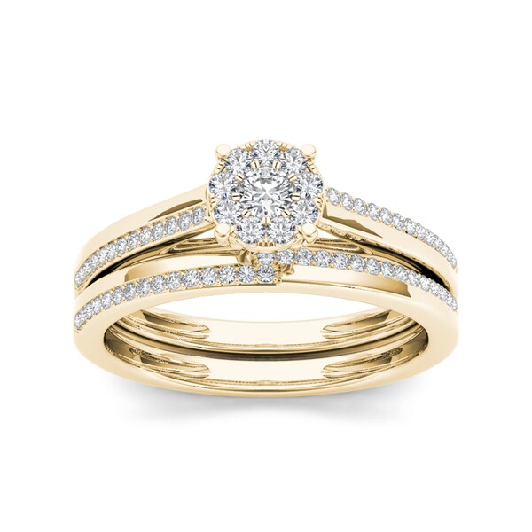 De Couer 10k Yellow Gold 1 3ct TDW Diamond Cluster Engagement Ring Set with One Band H I I2 dec663b0 cdab 4a49 a4a0 d992cdfcb49d_600