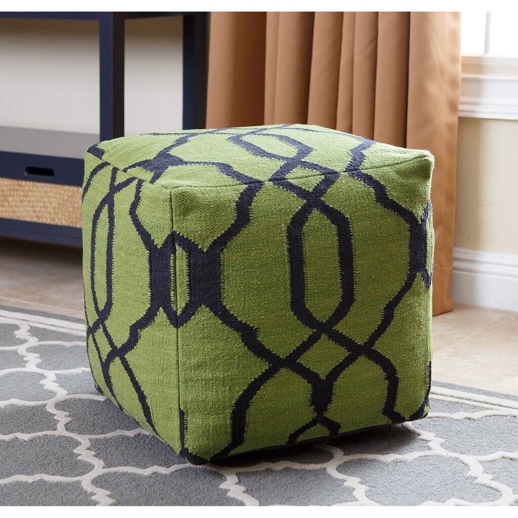 Abbyson Crystal Green Wool Pouf