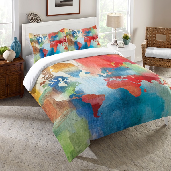 Laural Home Colorful World Map Forter Free Shipping