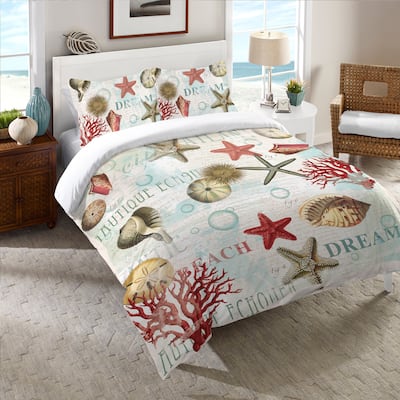 Laural Home Dream Beach Shells Cotton Comforter