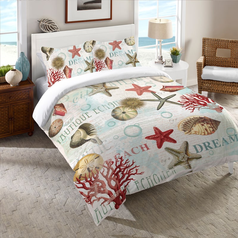 Laural Home Dream Beach Shells Cotton Comforter