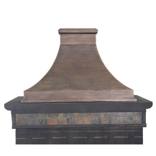 Shop Sunjoy Hardy 58 Inch Slate And Steel Outdoor Fireplace To