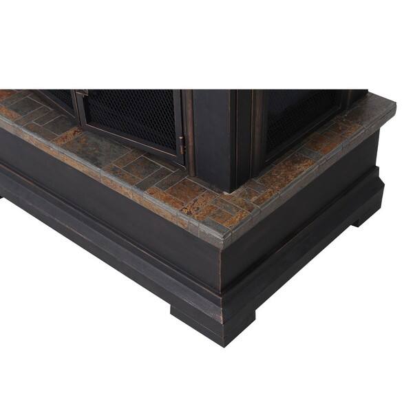 Shop Sunjoy Hardy 58 Inch Slate And Steel Outdoor Fireplace To