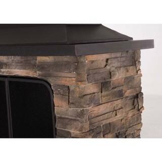 Shop Sunjoy Farmington 48 Inch Faux Stone Steel Wood Burning