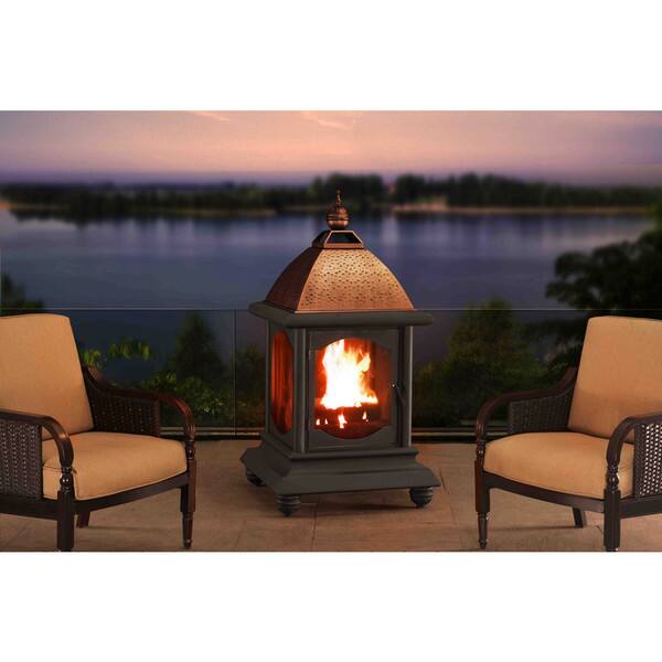 Shop Sunjoy St Peter Steel With Copper Finish Outdoor Fireplace