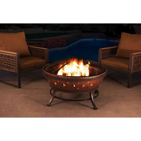 Shop Sunjoy 35 Inch Steel With Copper Finish Fire Pit Free