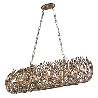 Bask 8-light Gold Dust Linear Pendant with Crystal - N/A