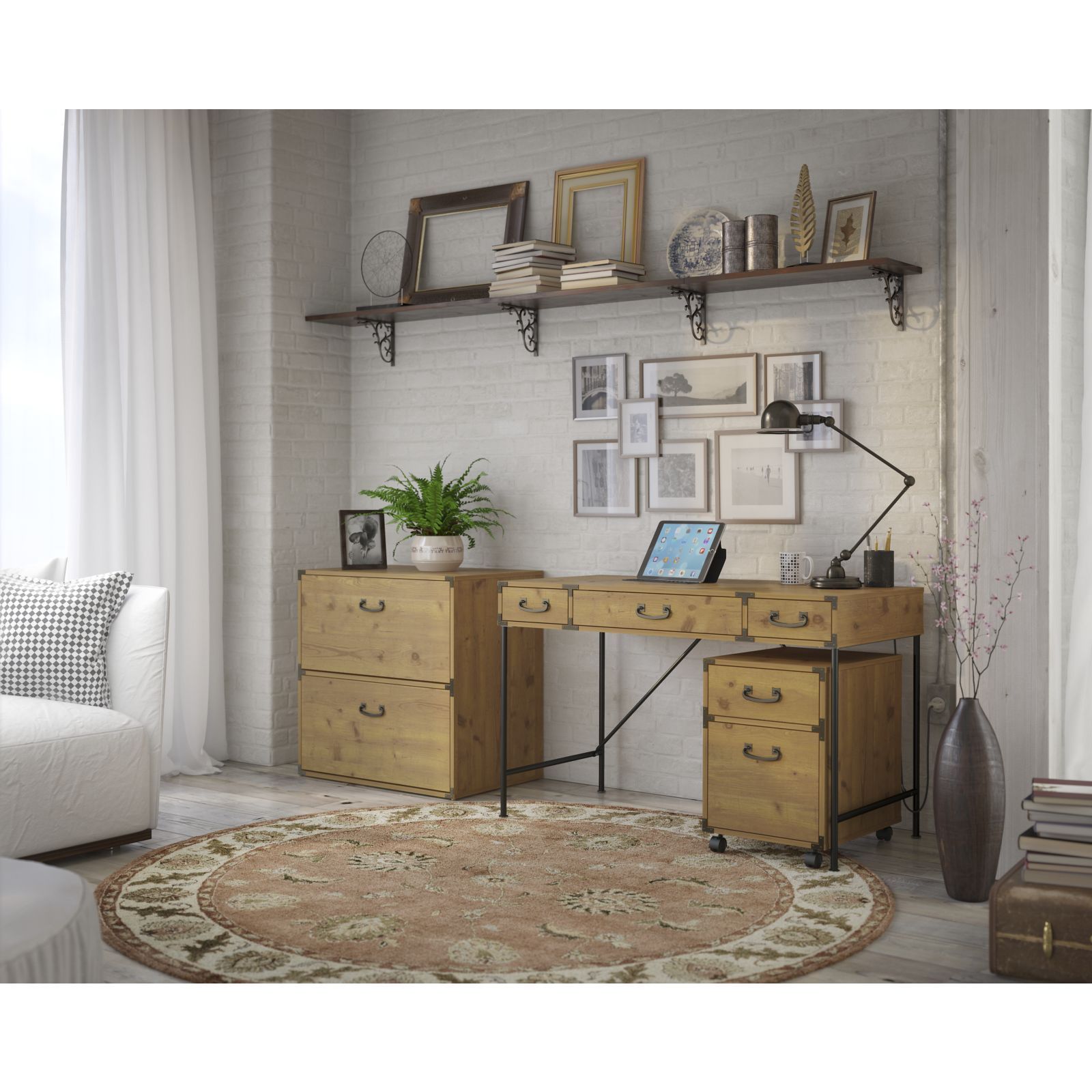 Shop Ironworks Desk And Files Set From Kathy Ireland Home By Bush Furniture On Sale Overstock 11588567